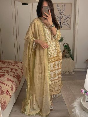 Partywear Elegant Goldish Kurta Set LG1829